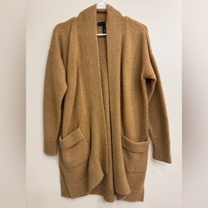 Joan Vass Tan Cardigan Sweater with Cozy Oversized Fit